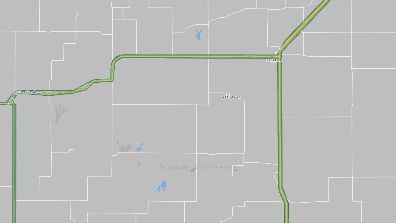 Yatesville, IL Map of Noise Levels in Yatesville