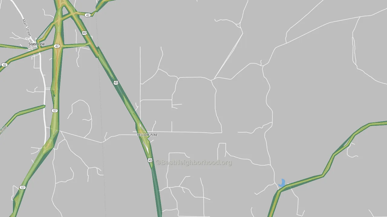 Yellow Pine, AL Map of Noise Levels in Yellow Pine
