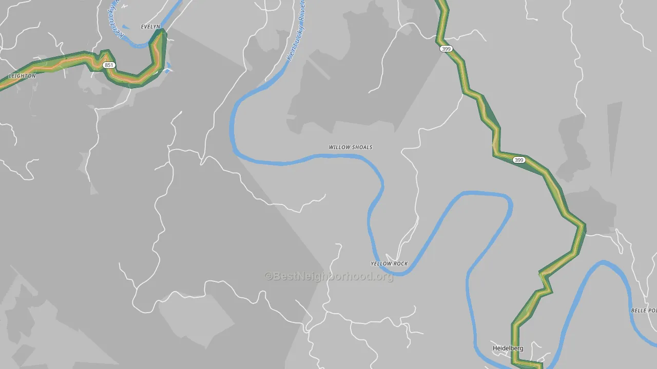 Yellow Rock, KY Map of Noise Levels in Yellow Rock