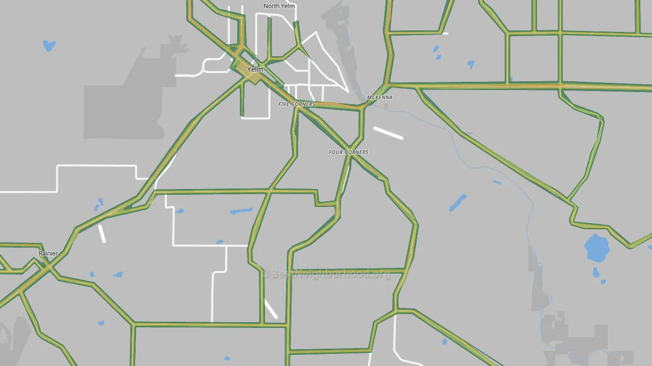 Yelm, WA Map of Noise Levels in Yelm