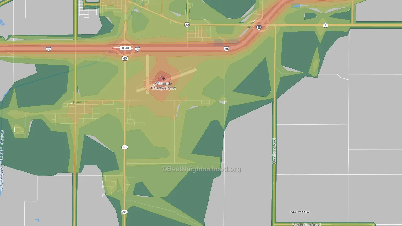 Yeoward Addition, IL Map of Noise Levels in Yeoward Addition