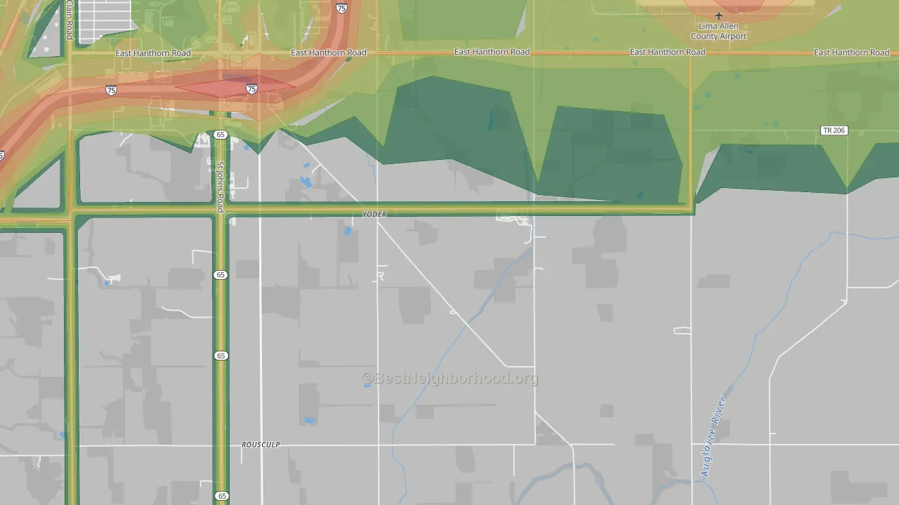 Yoder, OH Map of Noise Levels in Yoder