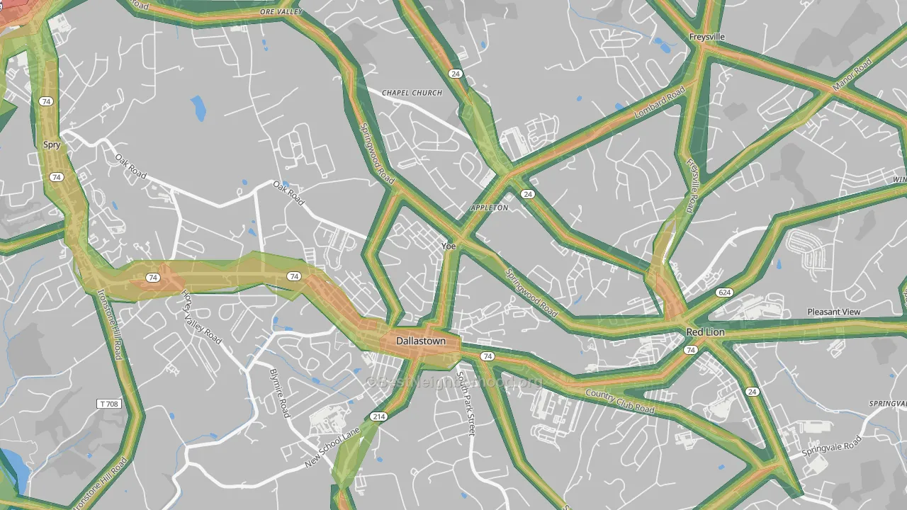 Yoe, PA Map of Noise Levels in Yoe