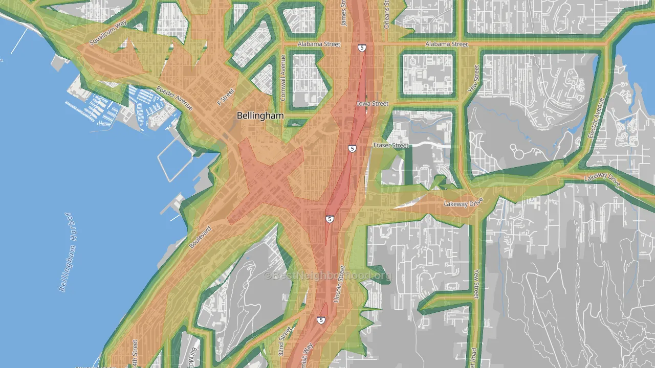 York, Bellingham, WA Map of Noise Levels in York