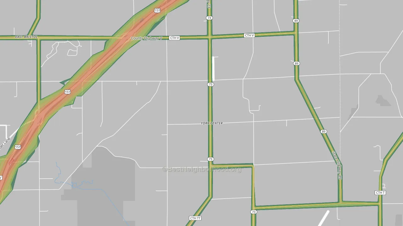 York Center, WI Map of Noise Levels in York Center