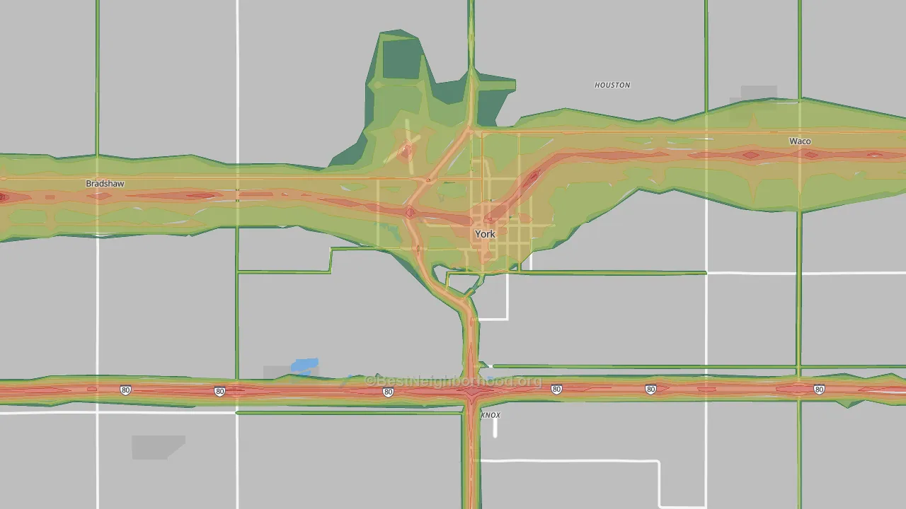 York County, NE Map of Noise Levels in York County