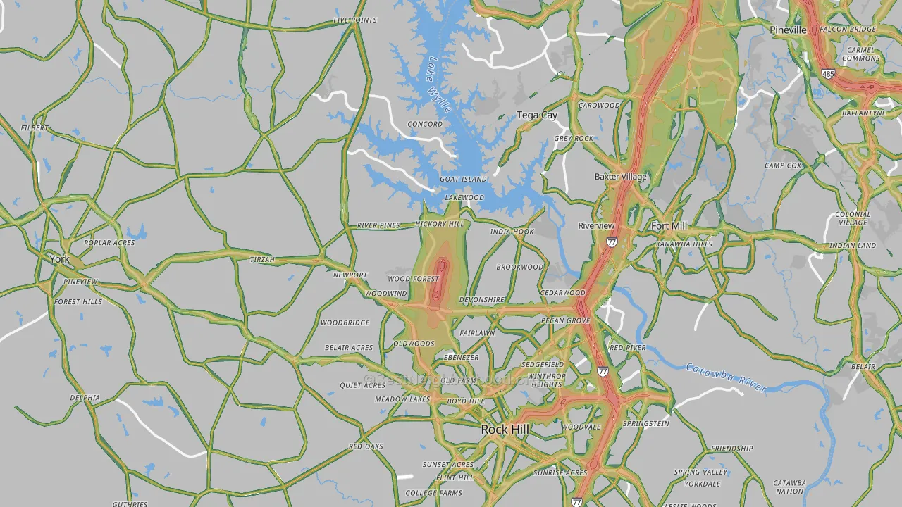 York County, SC Map of Noise Levels in York County