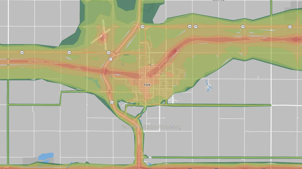 York, NE Map of Noise Levels in York