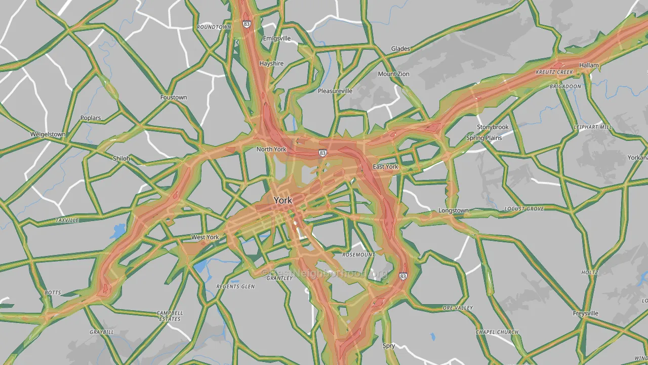 York, PA Map of Noise Levels in York