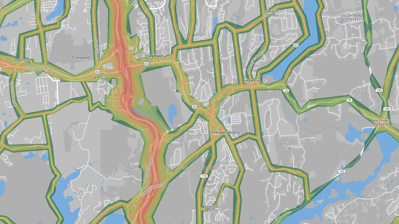 Yorktown Heights, NY Map of Noise Levels in Yorktown Heights