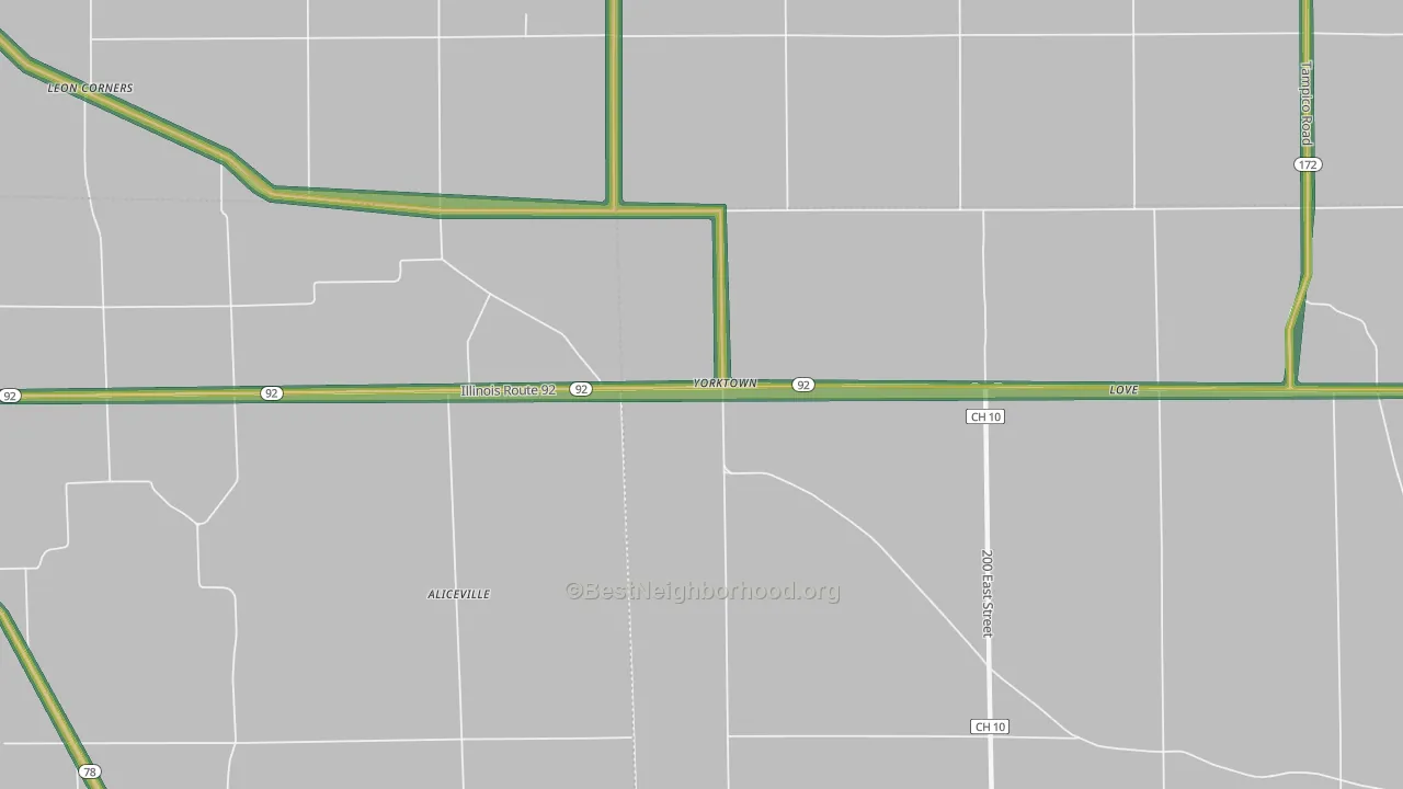 Yorktown, IL Map of Noise Levels in Yorktown