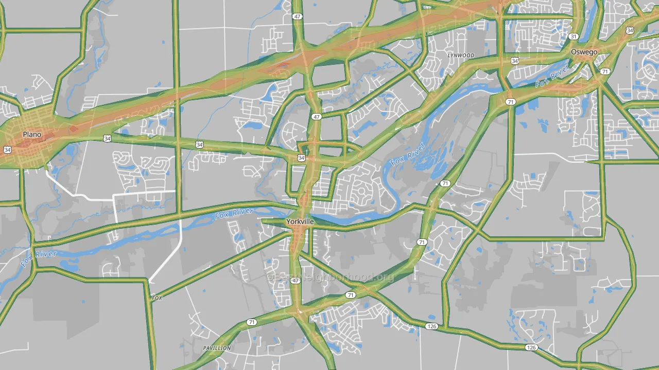 Yorkville, IL Map of Noise Levels in Yorkville