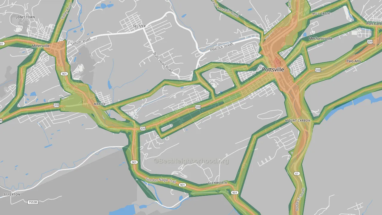 Yorkville, Pottsville, PA Map of Noise Levels in Yorkville