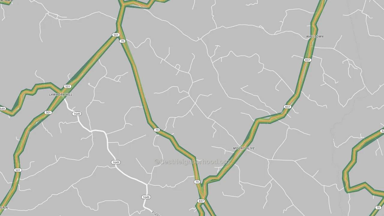 Yosemite, KY Map of Noise Levels in Yosemite