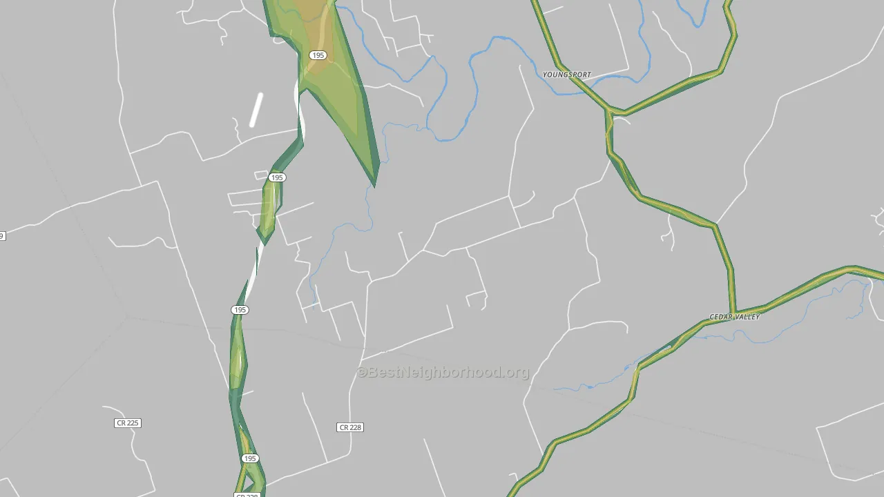 Youngsport, TX Map of Noise Levels in Youngsport