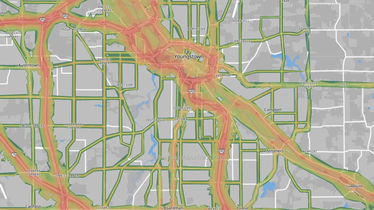 Youngstown, OH Map of Noise Levels in Youngstown