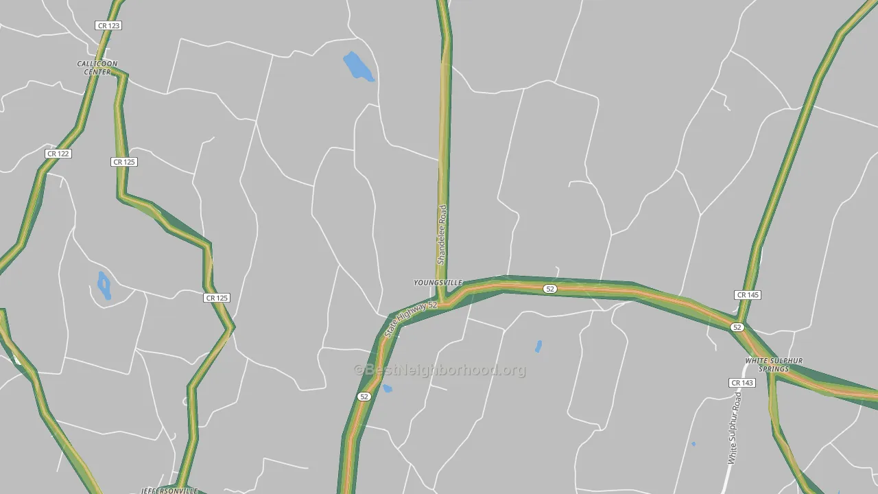Youngsville, NY Map of Noise Levels in Youngsville