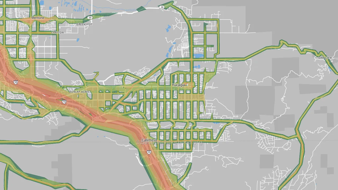 Yucaipa, CA Map of Noise Levels in Yucaipa