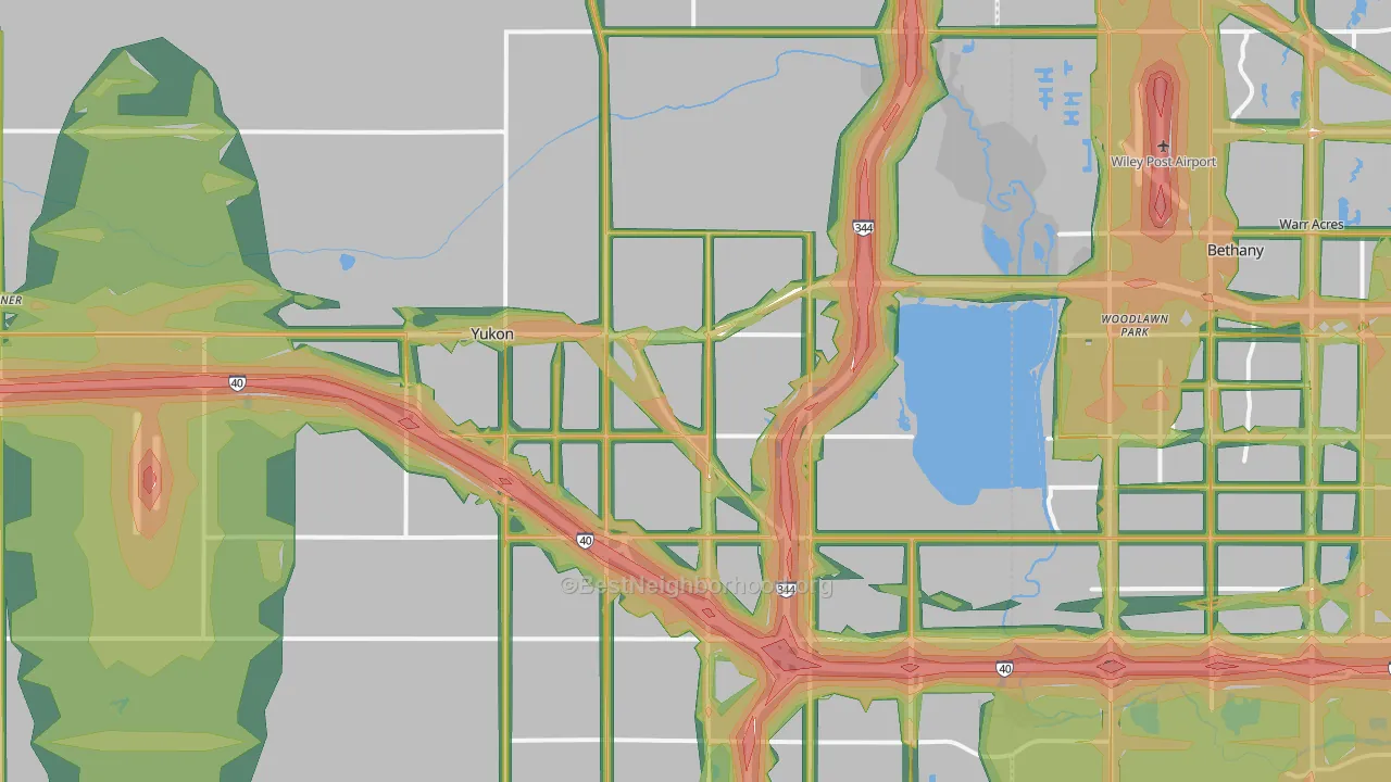 Yukon, OK Map of Noise Levels in Yukon