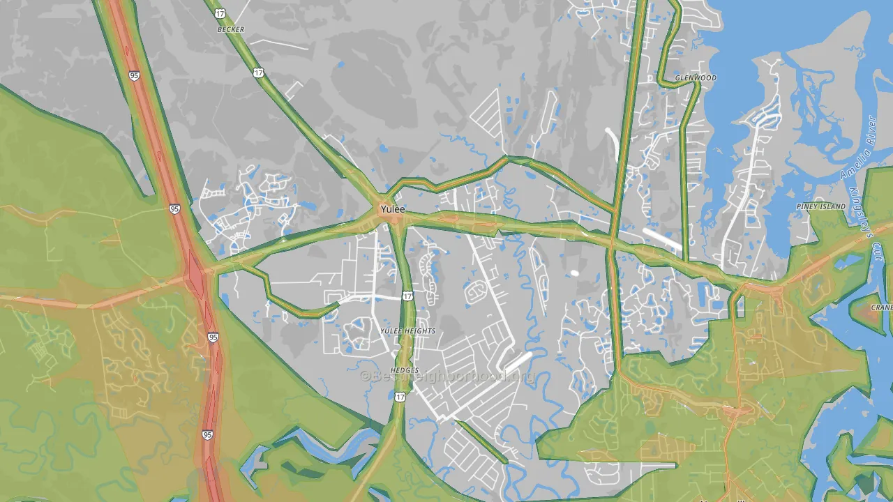 Yulee, FL Map of Noise Levels in Yulee