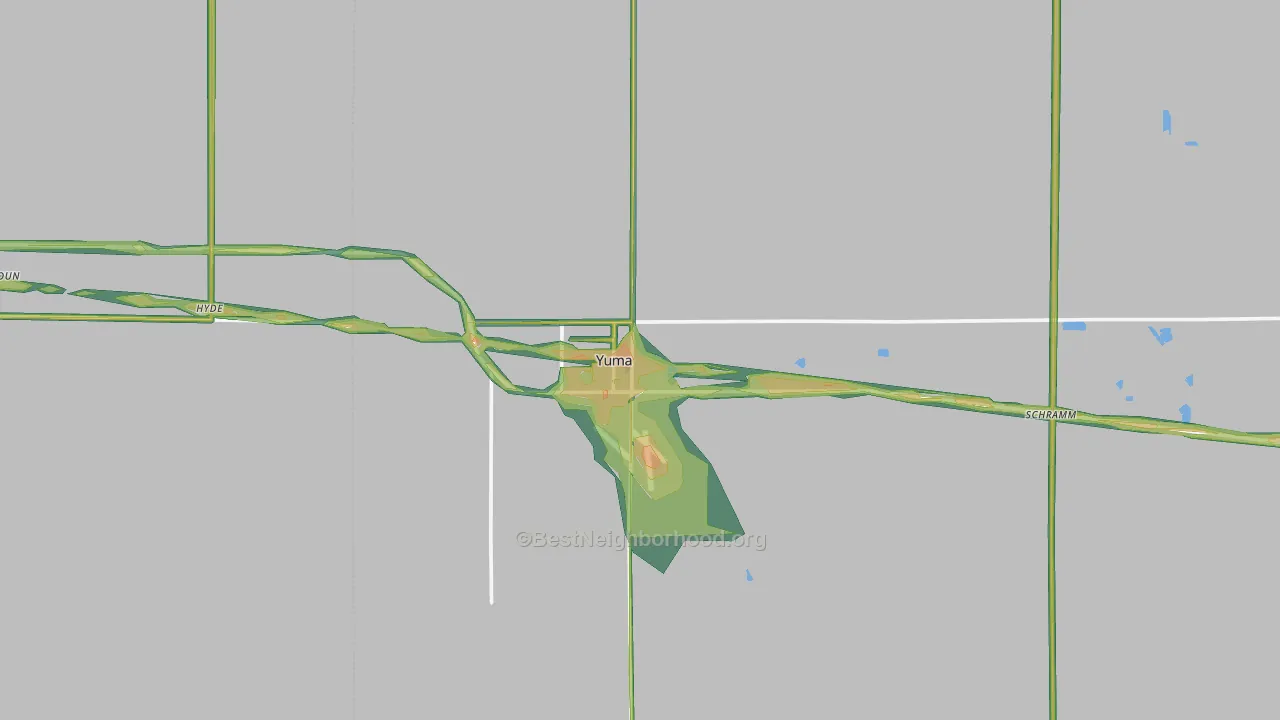 Yuma, CO Map of Noise Levels in Yuma