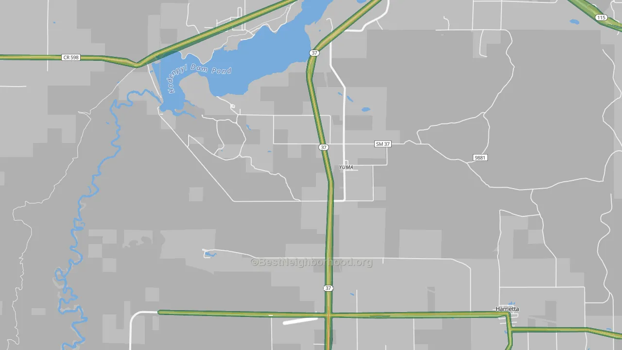 Yuma, MI Map of Noise Levels in Yuma