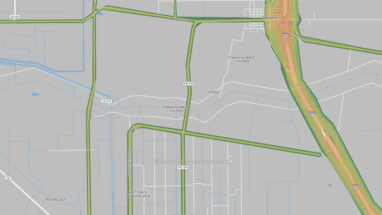 Yznaga, TX Map of Noise Levels in Yznaga