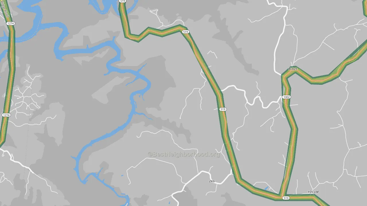 Zag, KY Map of Noise Levels in Zag
