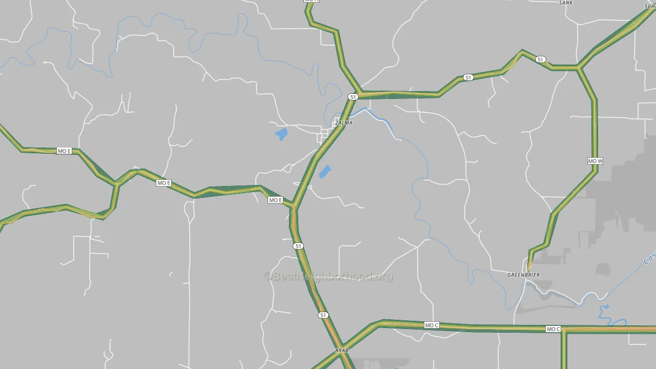Zalma, MO Map of Noise Levels in Zalma