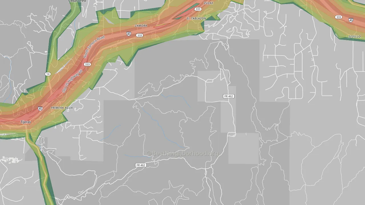 Zamora, NM Map of Noise Levels in Zamora