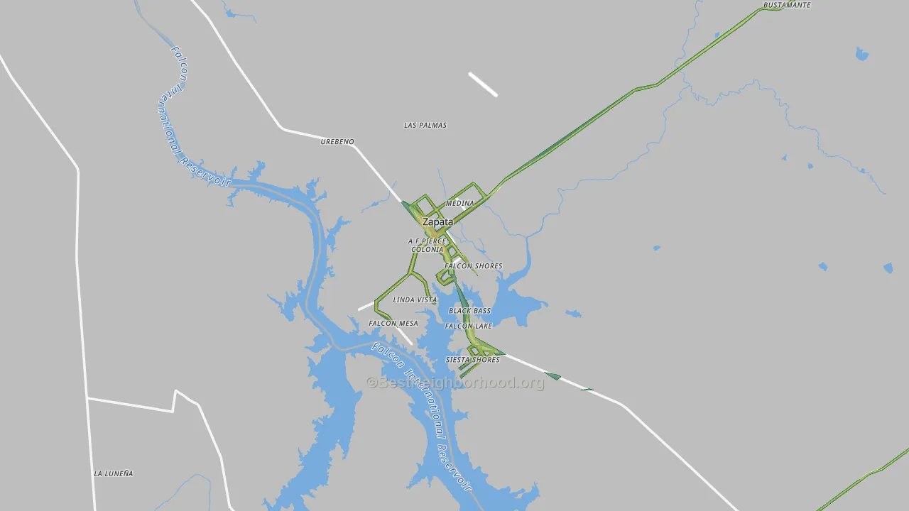 Zapata, TX Map of Noise Levels in Zapata