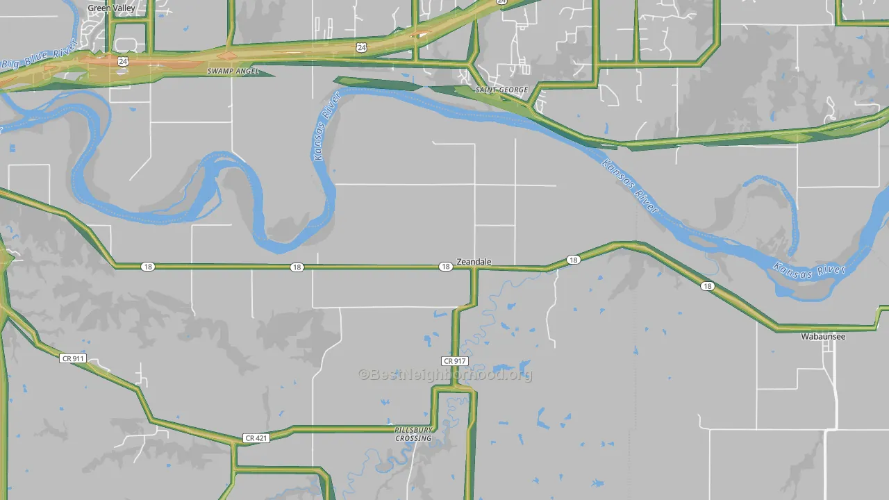 Zeandale, KS Map of Noise Levels in Zeandale