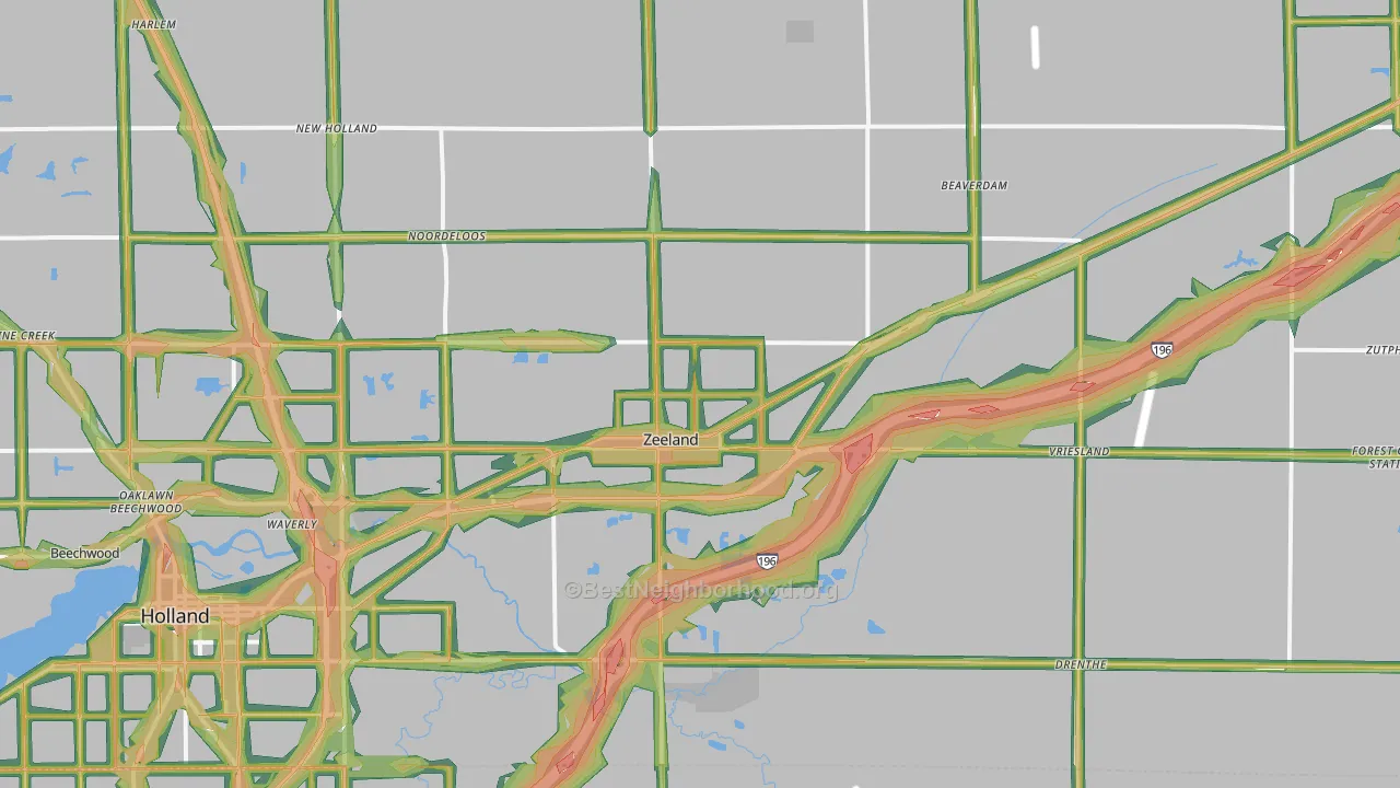 Zeeland, MI Map of Noise Levels in Zeeland