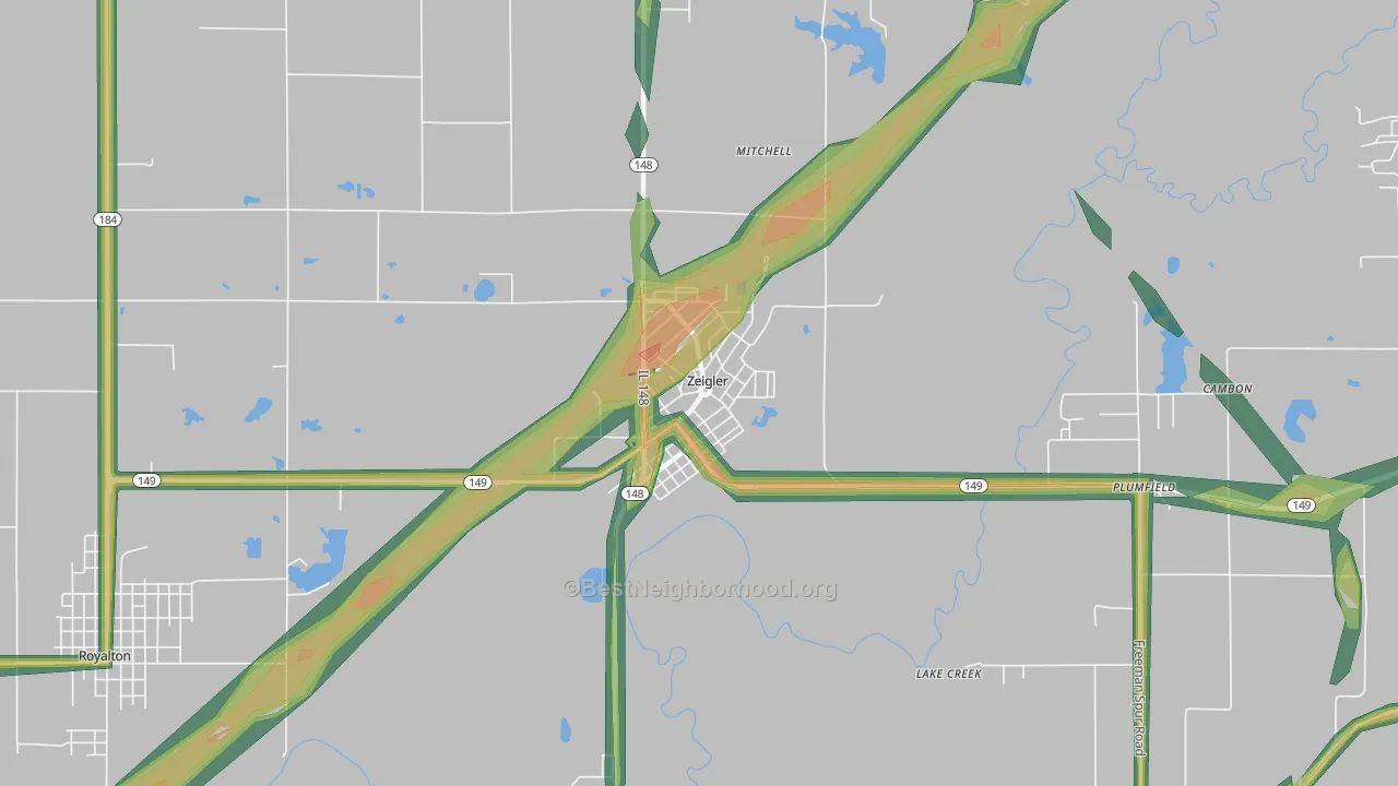 Zeigler, IL Map of Noise Levels in Zeigler