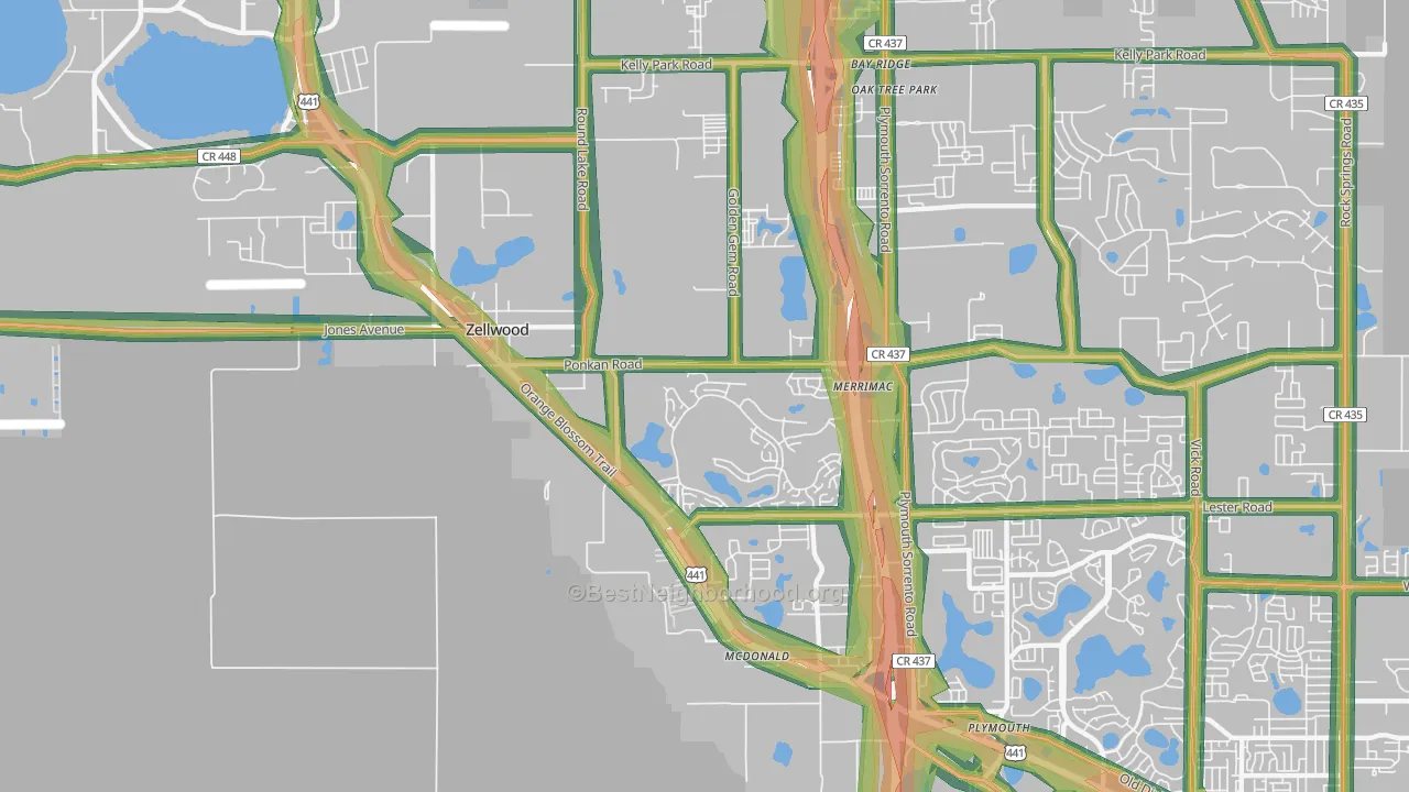 Zellwood, FL Map of Noise Levels in Zellwood