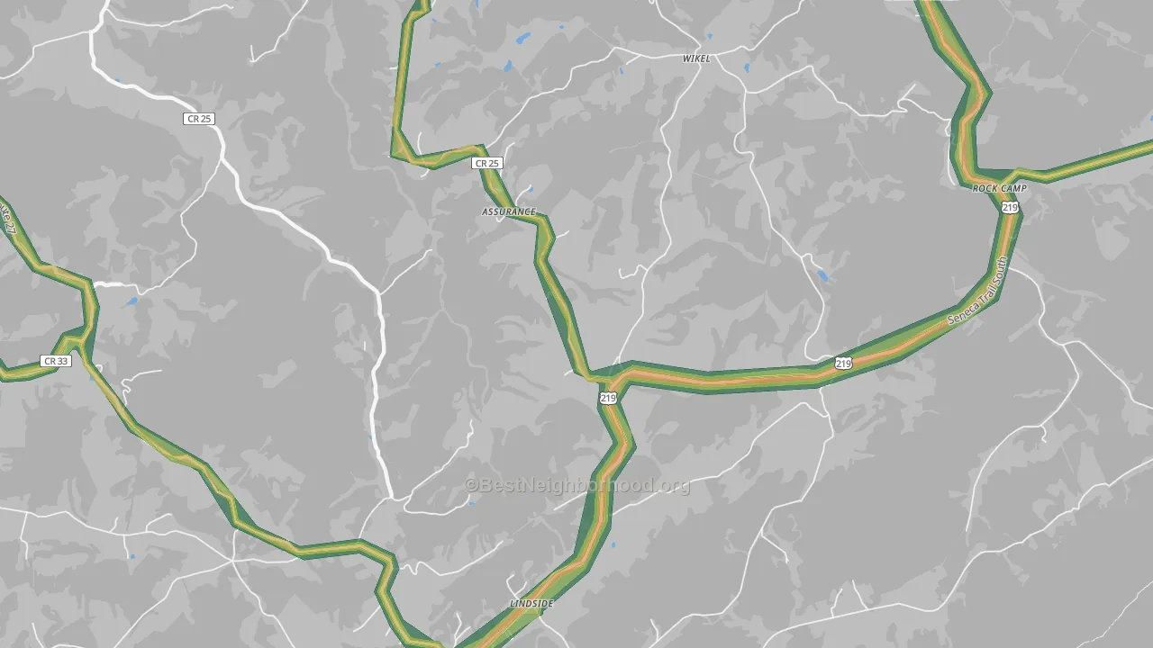 Zenith, WV Map of Noise Levels in Zenith