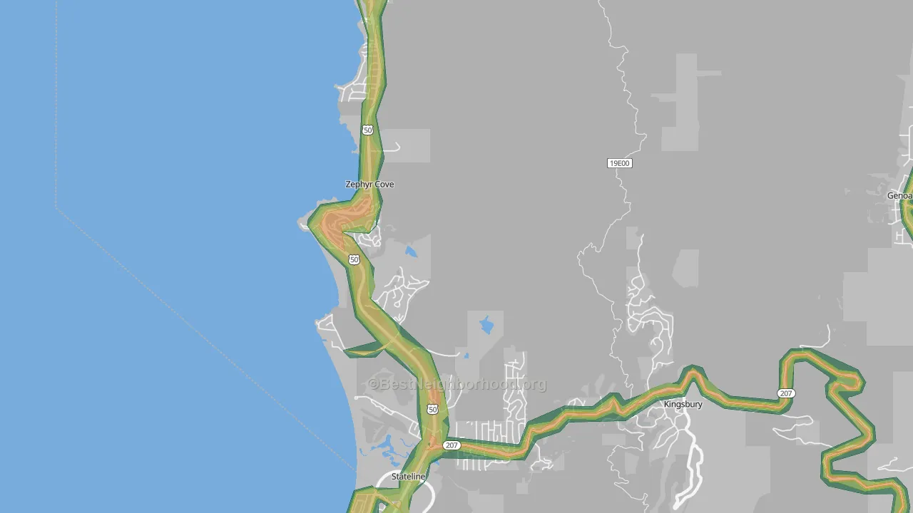 Zephyr Cove, NV Map of Noise Levels in Zephyr Cove