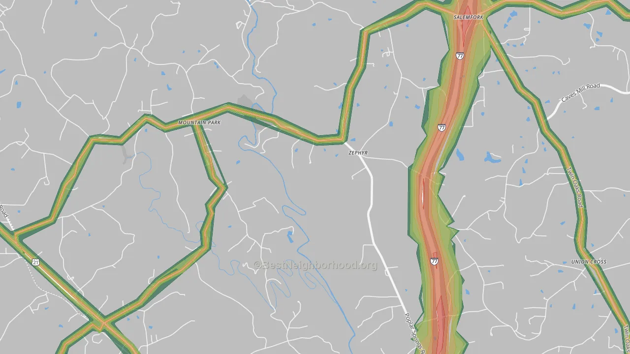 Zephyr, NC Map of Noise Levels in Zephyr
