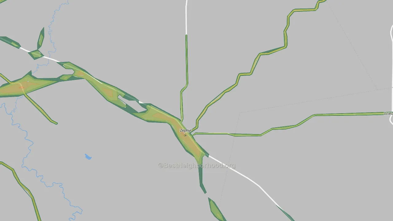 Zephyr, TX Map of Noise Levels in Zephyr