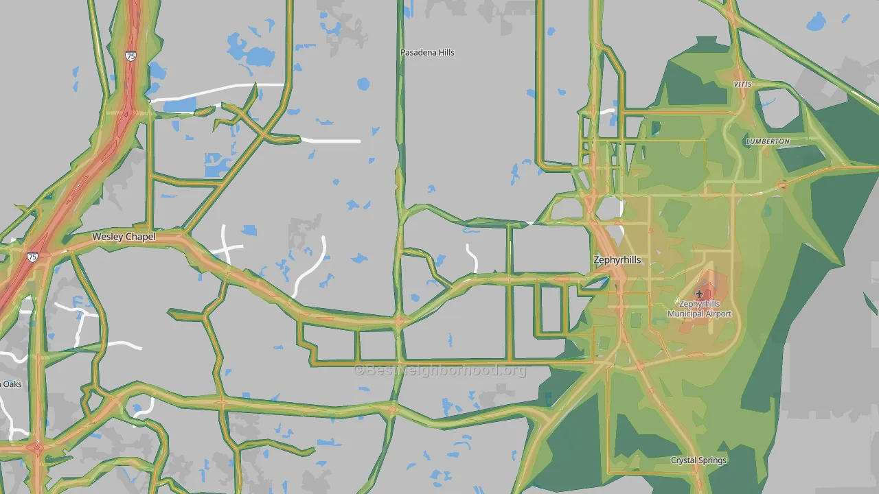 Zephyrhills, FL Map of Noise Levels in Zephyrhills