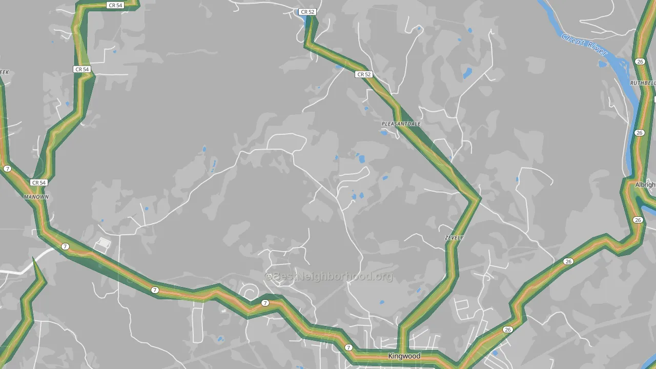 Zevely, WV Map of Noise Levels in Zevely