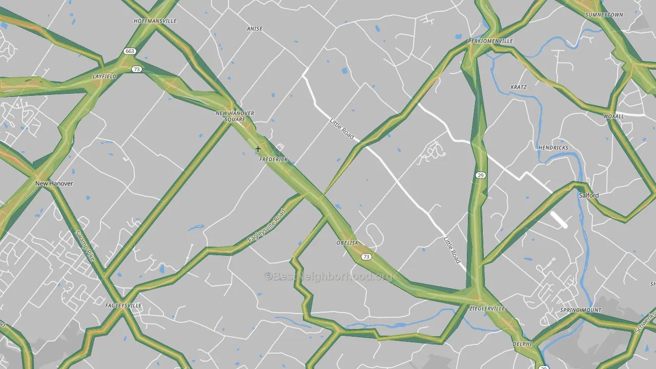 Zieglerville, PA Map of Noise Levels in Zieglerville