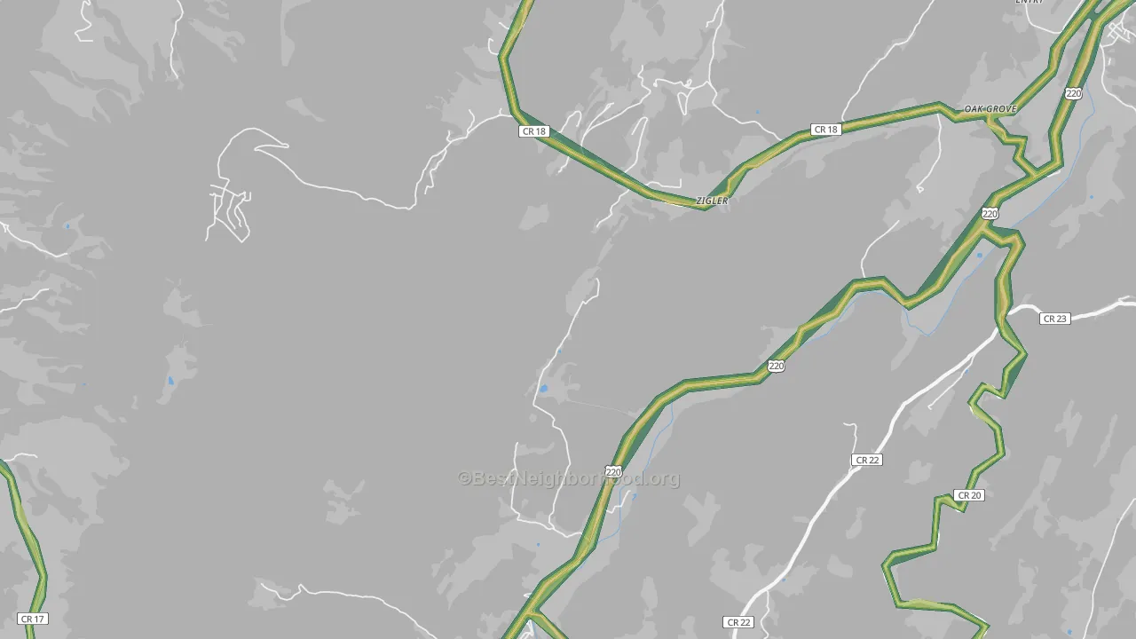 Zigler, WV Map of Noise Levels in Zigler