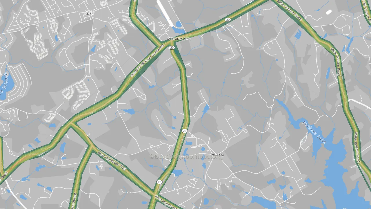 Zingara, GA Map of Noise Levels in Zingara