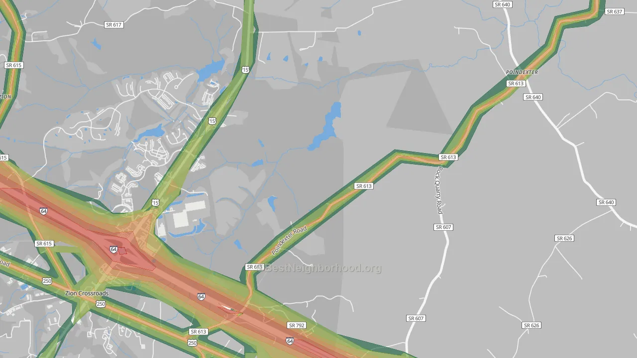 Zion Crossroads, VA Map of Noise Levels in Zion Crossroads