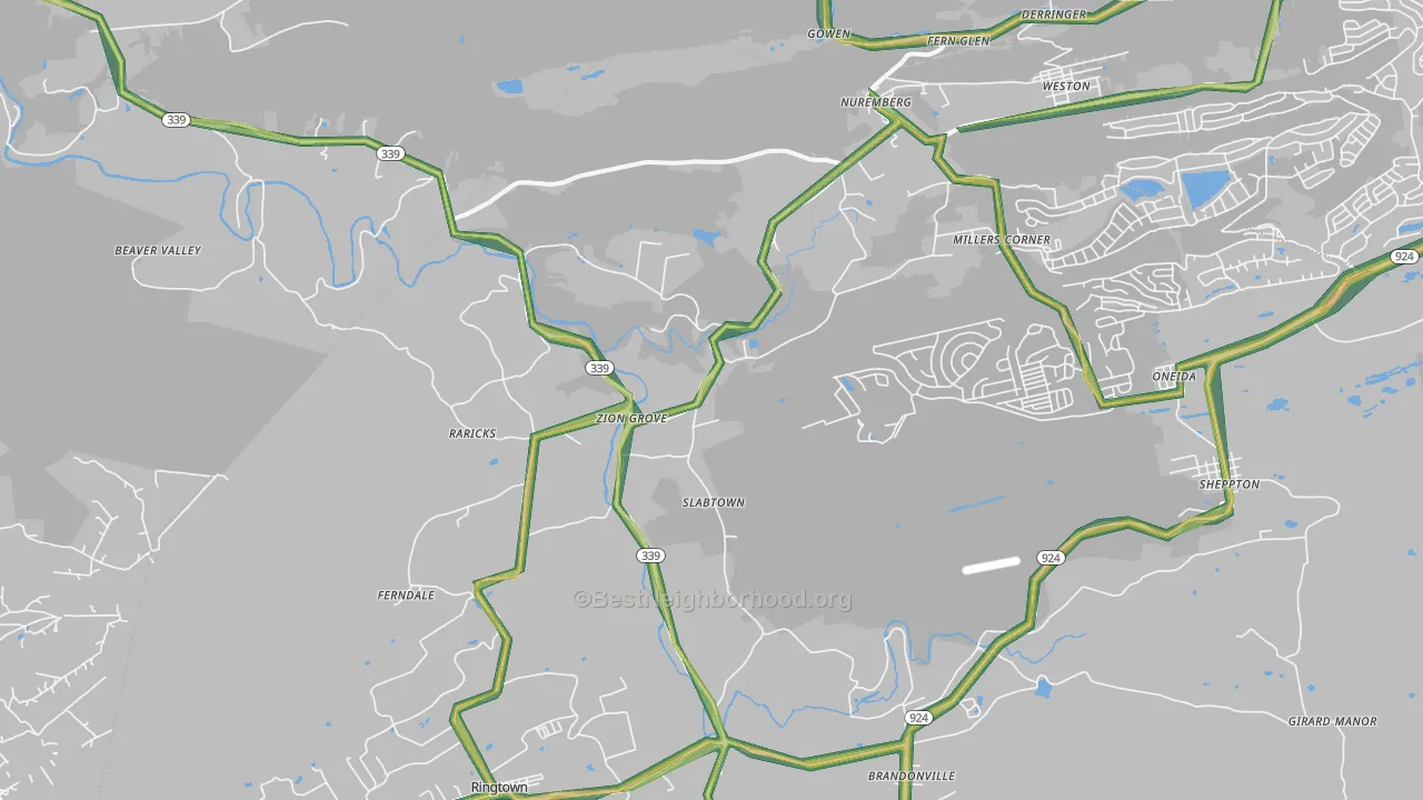 Zion Grove, PA Map of Noise Levels in Zion Grove