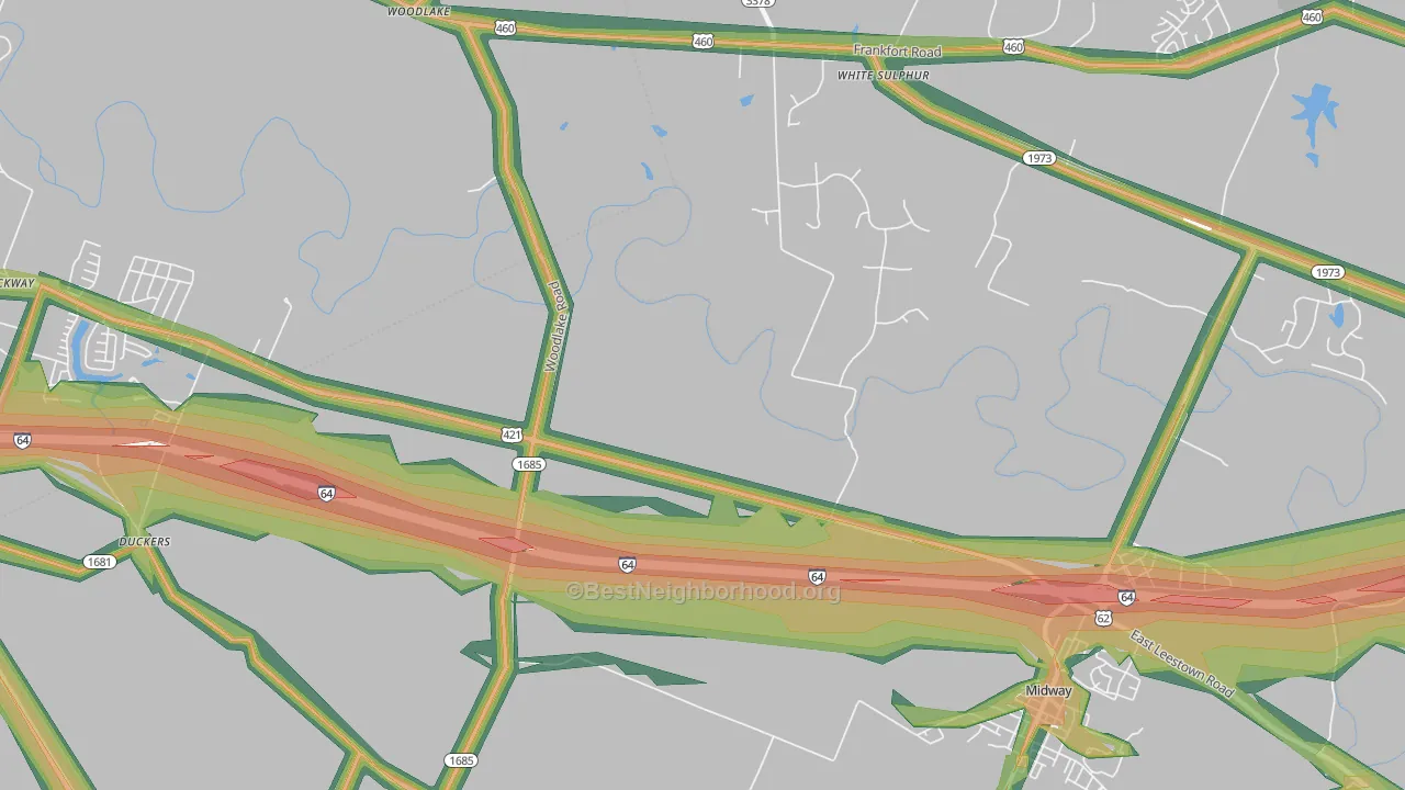 Zion Hill, KY Map of Noise Levels in Zion Hill