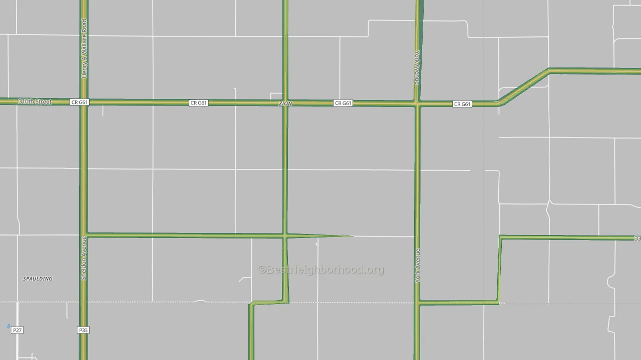 Zion, IA Map of Noise Levels in Zion