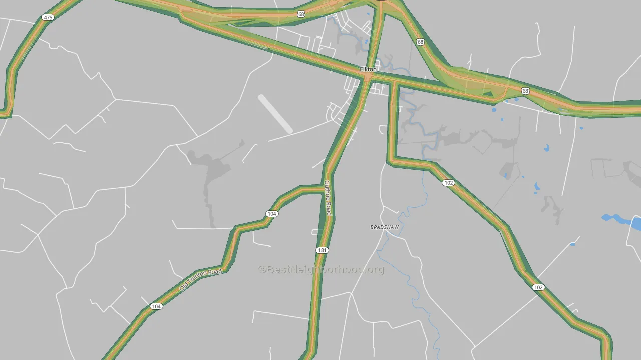 Zion, KY Map of Noise Levels in Zion