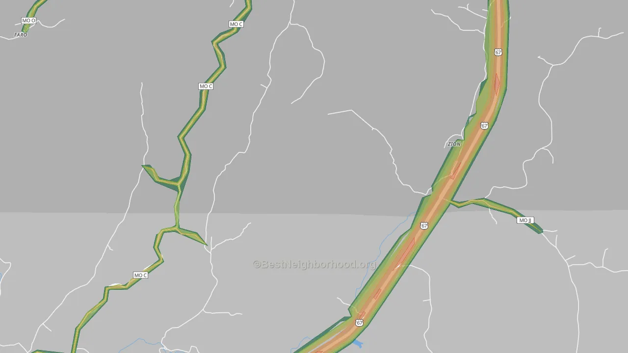 Zion, MO Map of Noise Levels in Zion